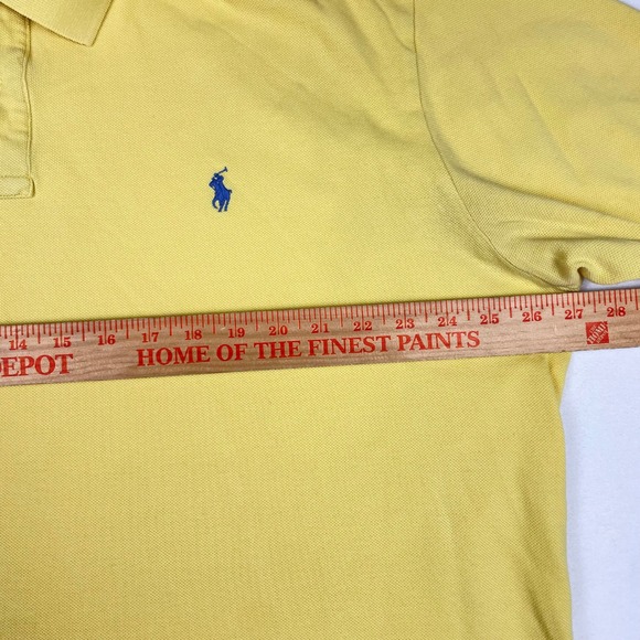 Polo Ralph Lauren Mens XXL Yellow Short Sleeve Pique Polo Shirt Blue Pony Logo - Picture 6 of 8